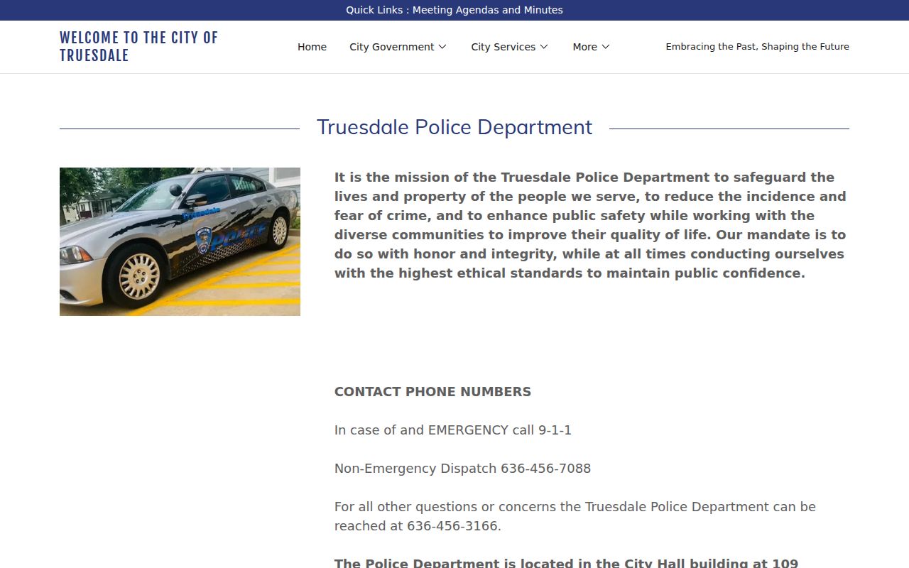 Truesdale Police and courthouse routing page